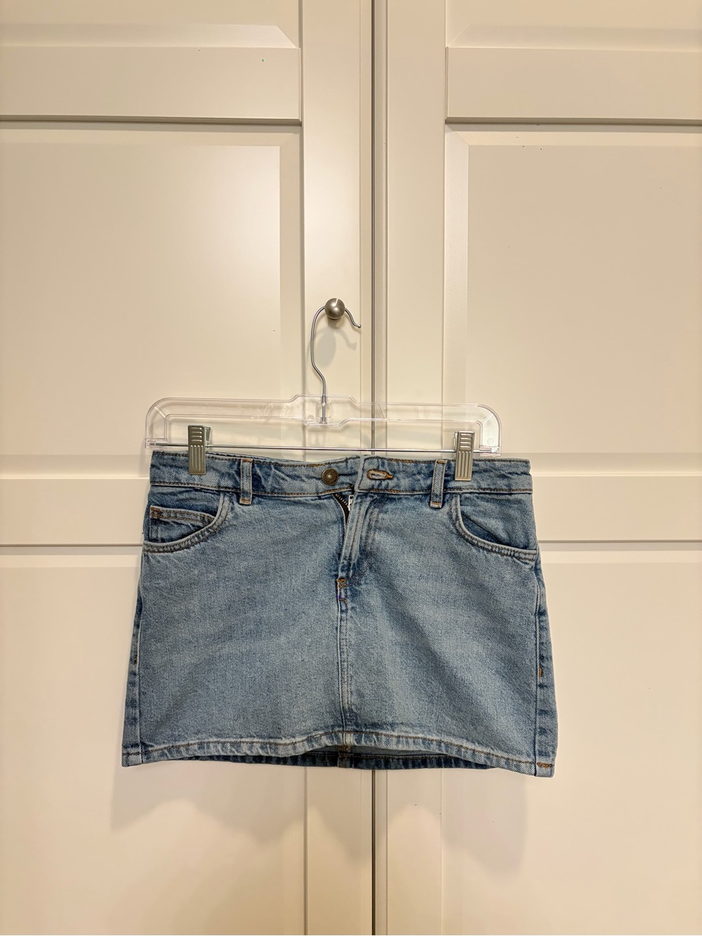 Subdued Light Blue Denim Mini Skirt